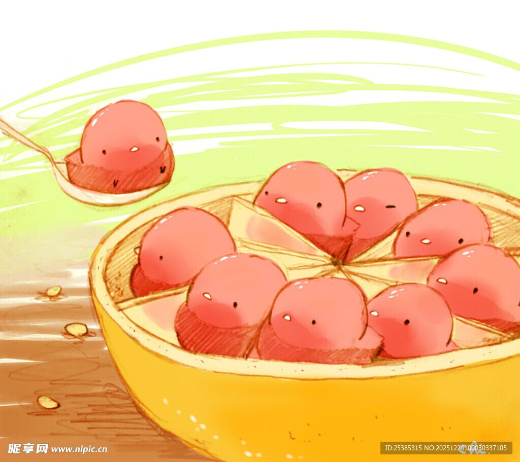 碗中红心水果诱人画面