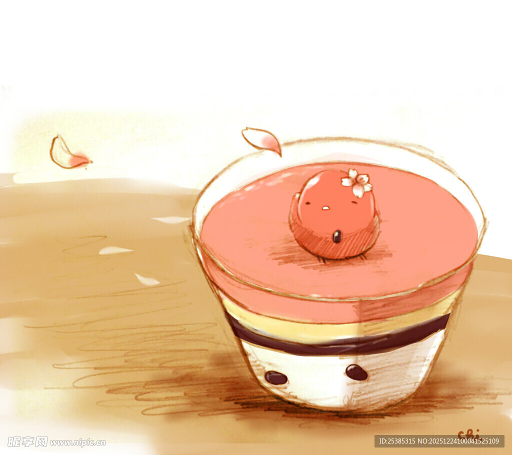 可爱卡通风小蛋糕插画