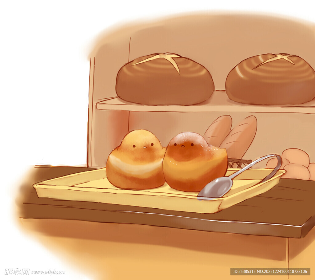 面包店中的可爱面包摆件