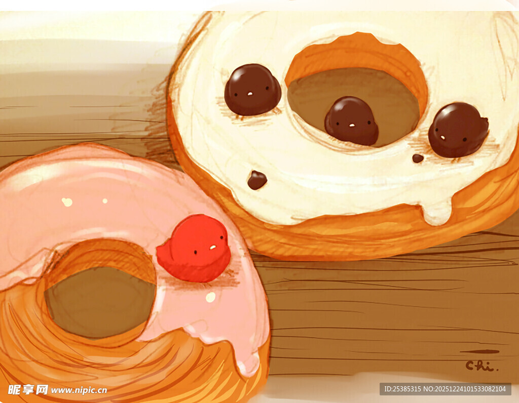 美味甜甜圈插画