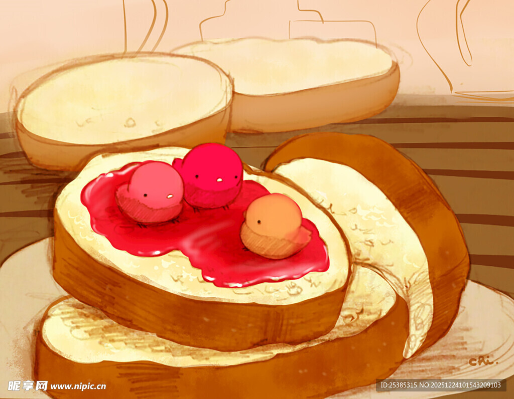 美味果酱面包片