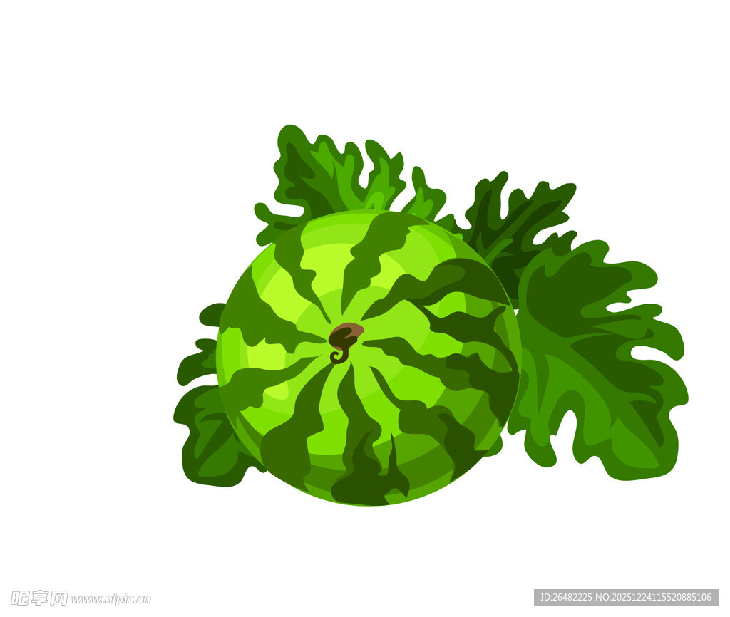 卡通风格的绿皮西瓜