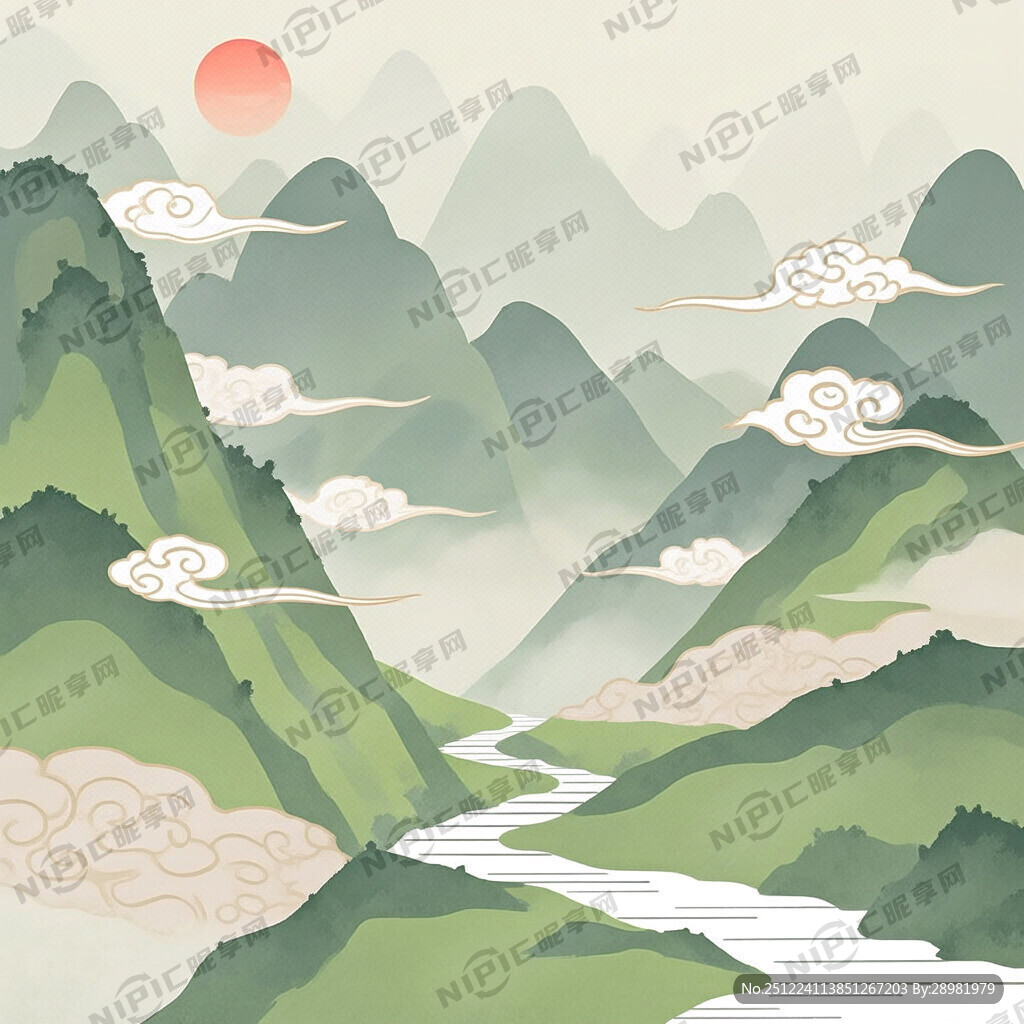 淡雅的中国风 矢量扁平 有祥云