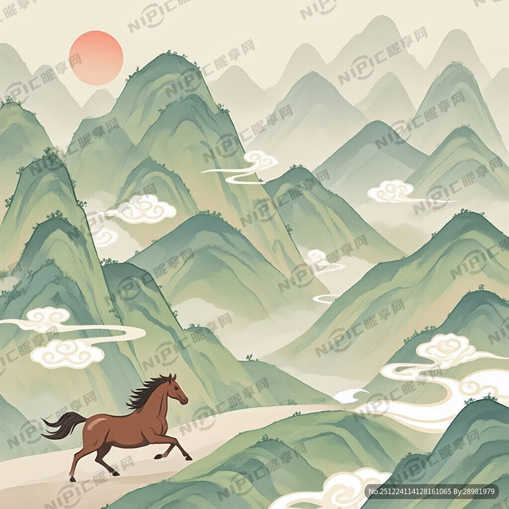 淡雅的中国风 矢量扁平 有祥云