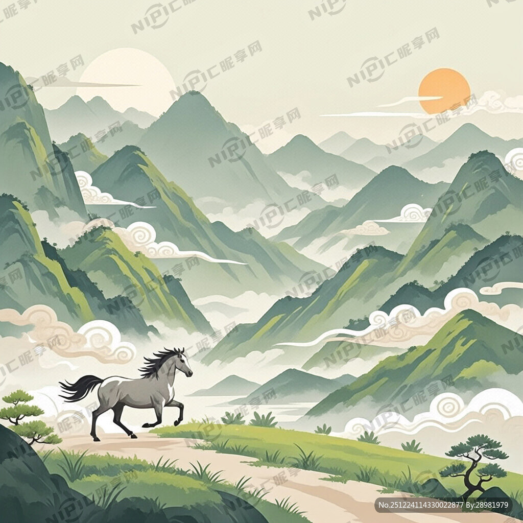 淡雅的中国风 矢量扁平 有祥云