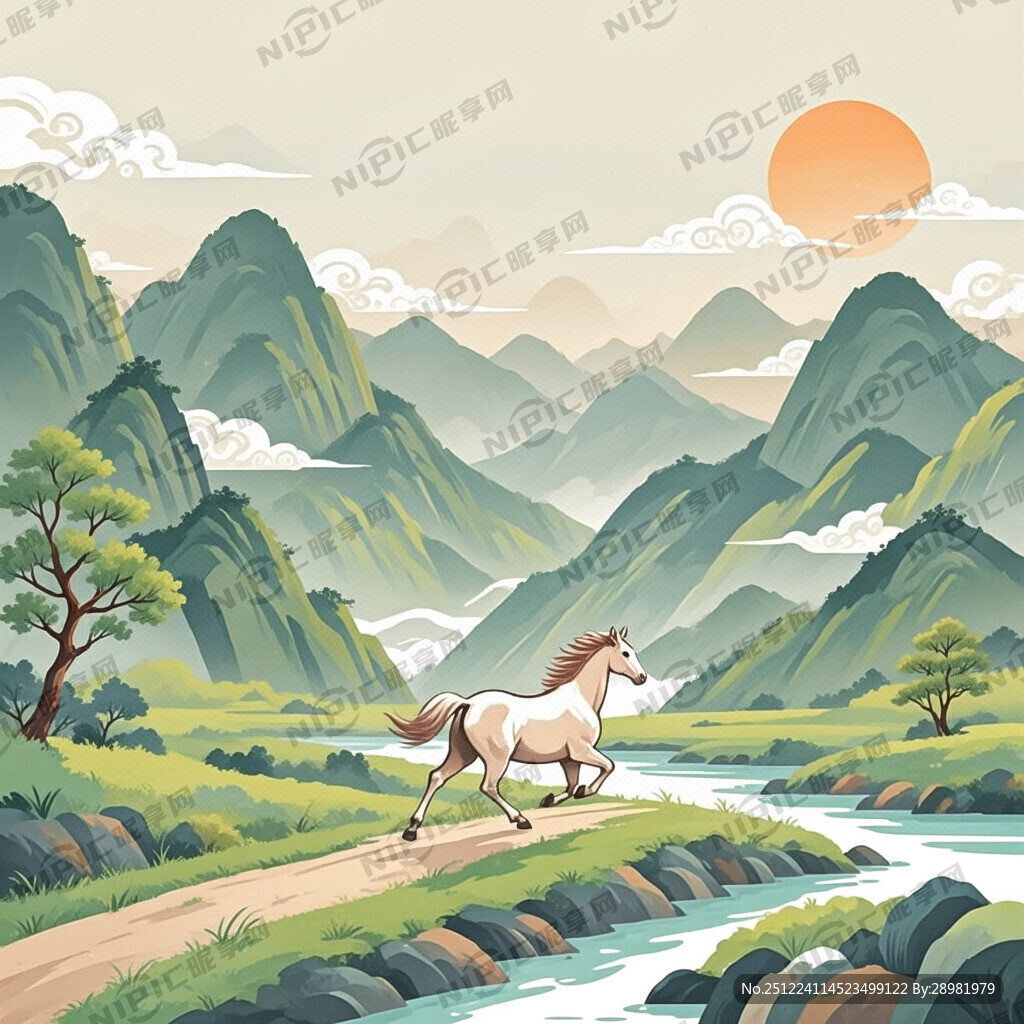 淡雅的中国风 矢量扁平 有祥云