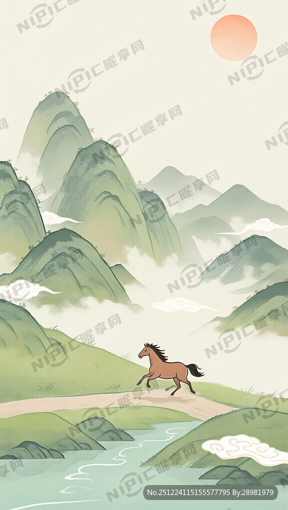 淡雅的中国风 矢量扁平化风格