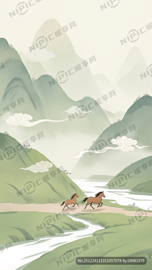 淡雅的中国风 矢量扁平化风格