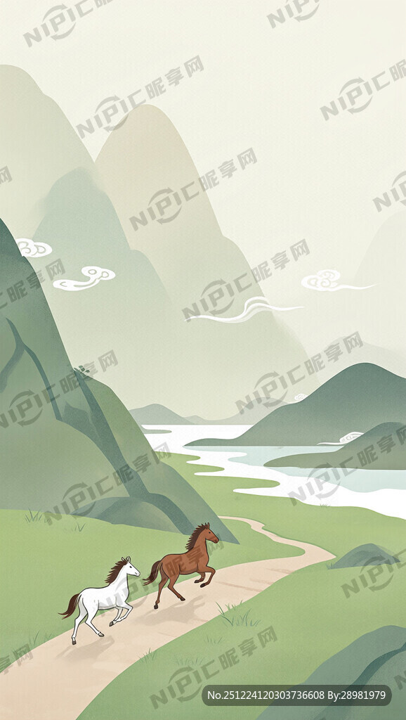 淡雅的中国风 矢量扁平化风格