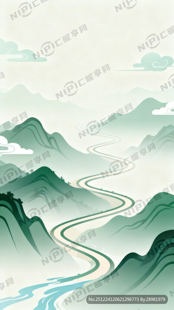 淡雅的中国风 矢量扁平化风格