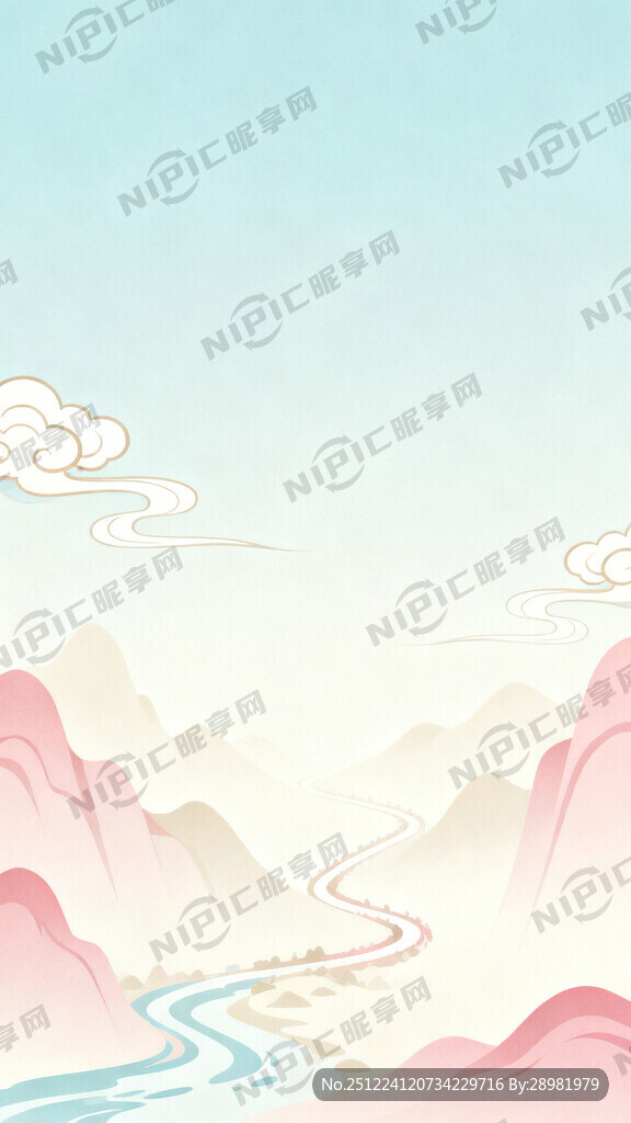 淡雅的中国风 矢量扁平化风格