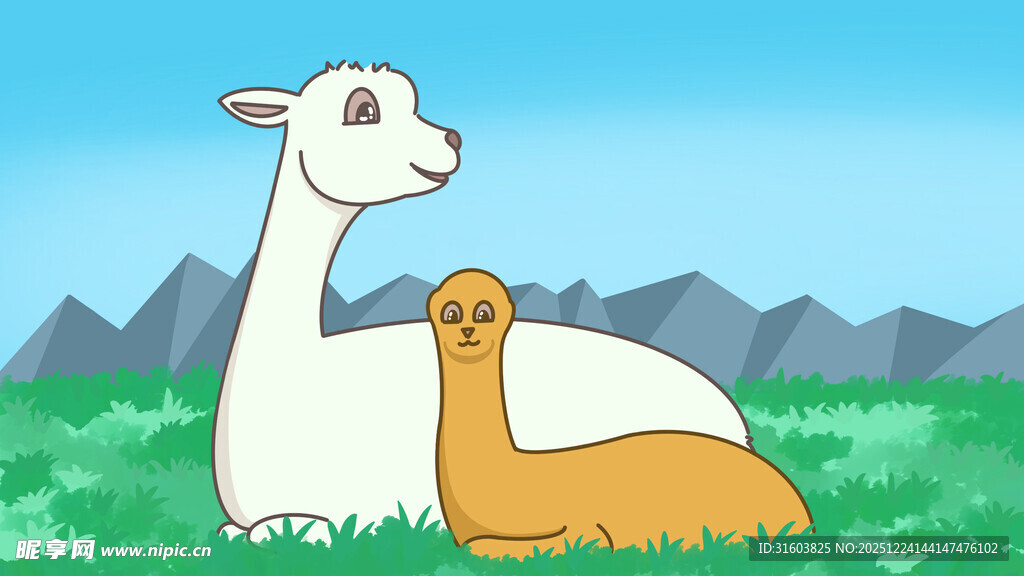 可爱卡通羊驼壁纸图案