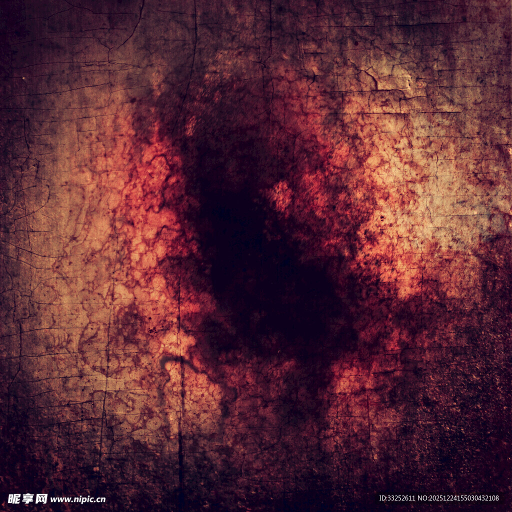 斑驳墙面的深红污渍