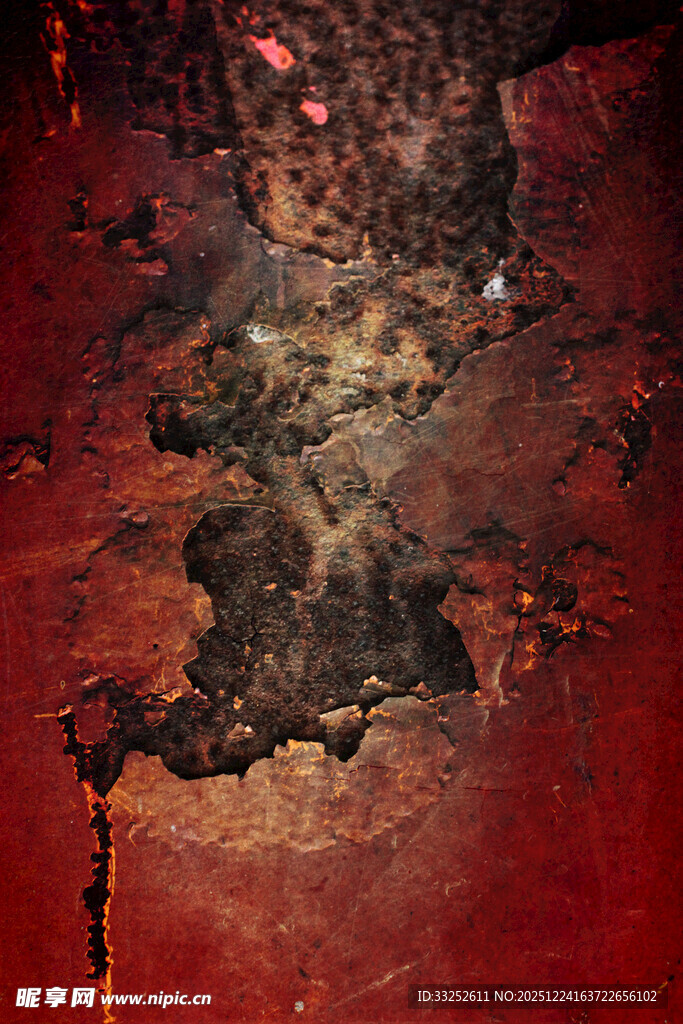 斑驳红漆墙面纹理
