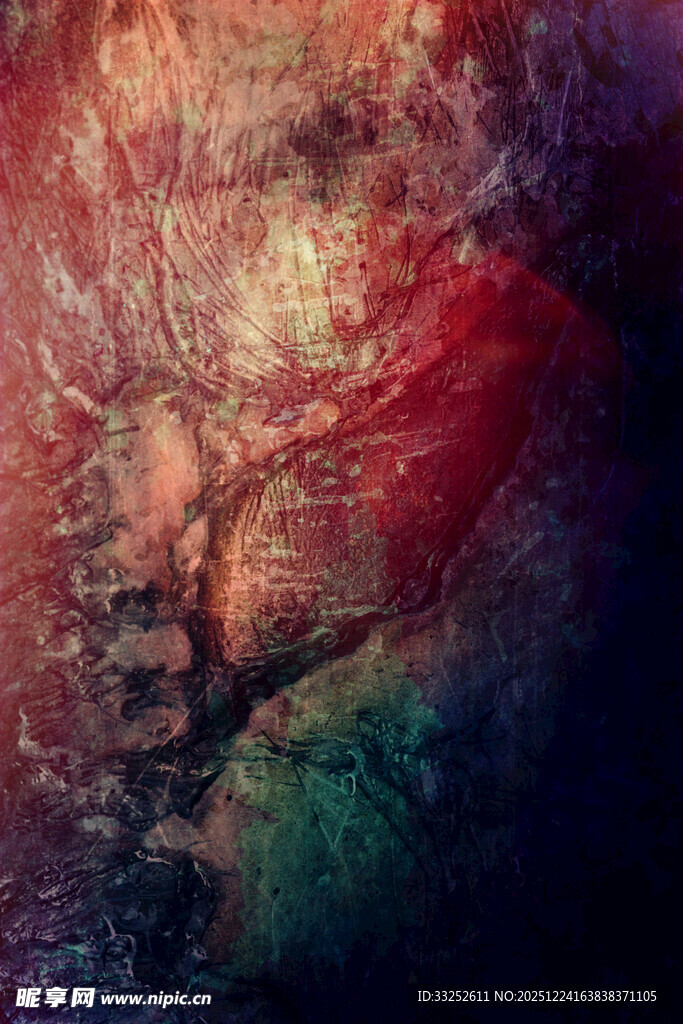 梦幻色彩的抽象树景图