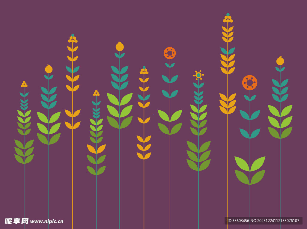 多彩植物图案背景