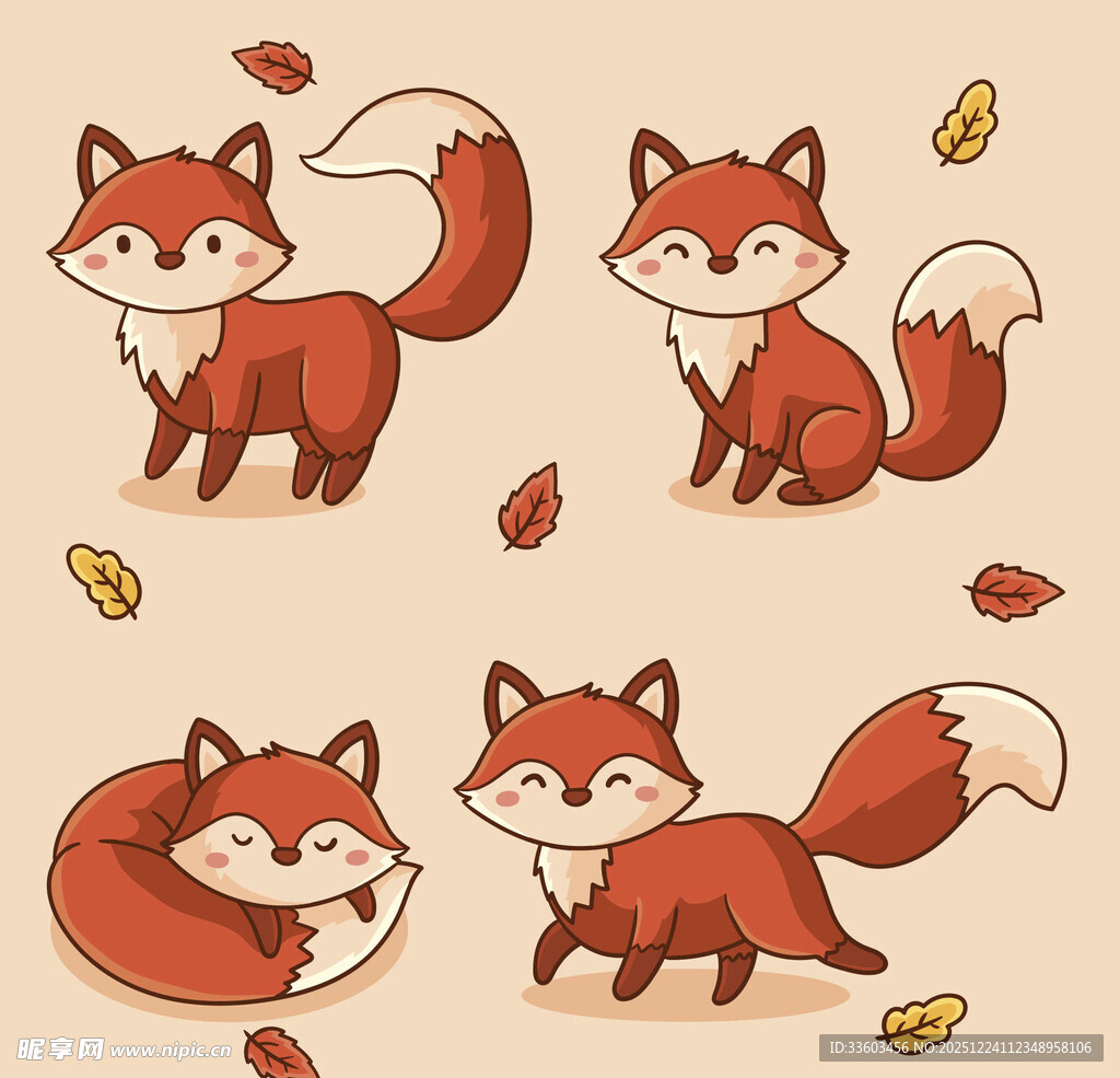 可爱狐狸的秋日姿态