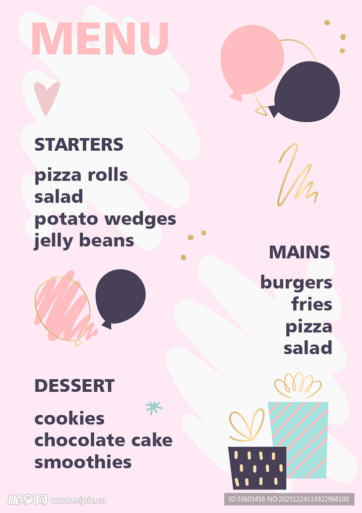 粉色系简约风菜单设计