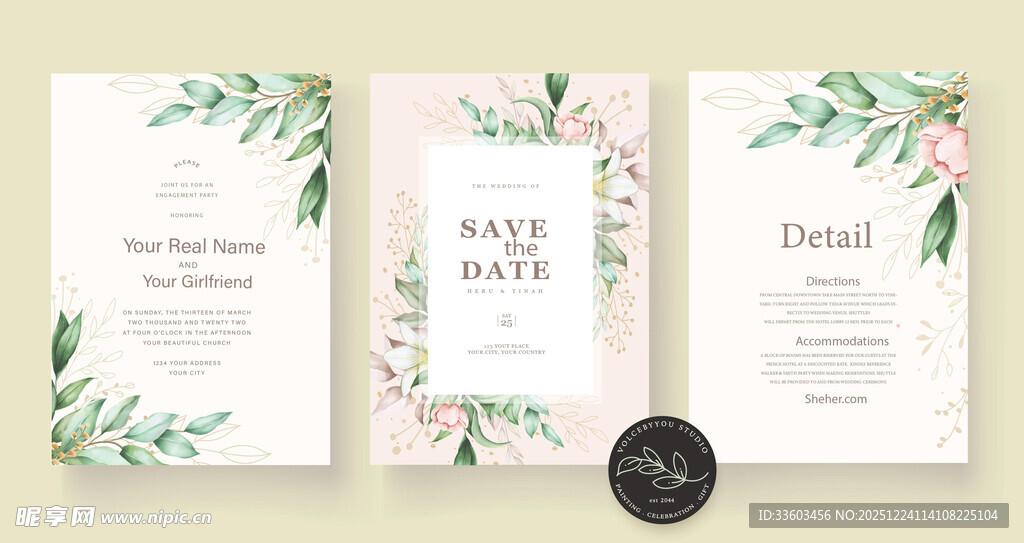 花卉婚礼请柬设计模板