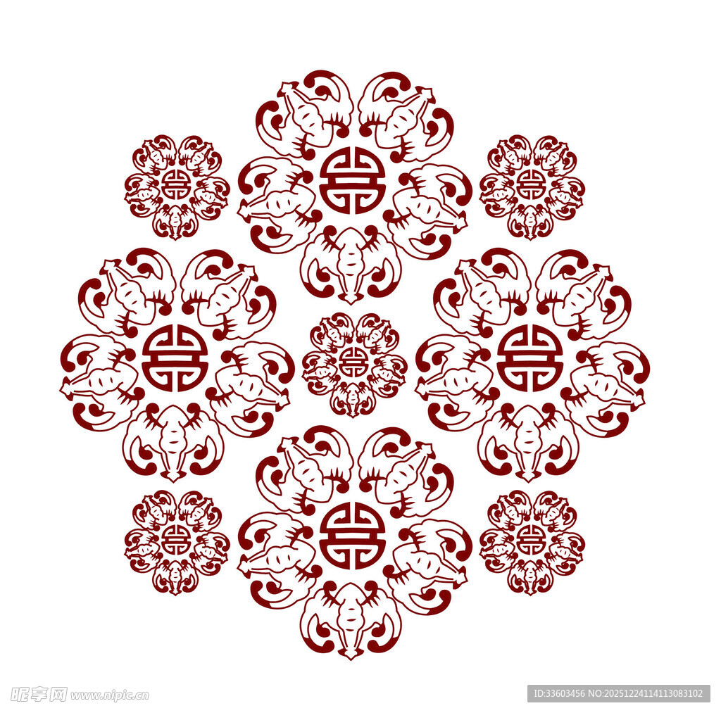 中式传统红色花纹图案