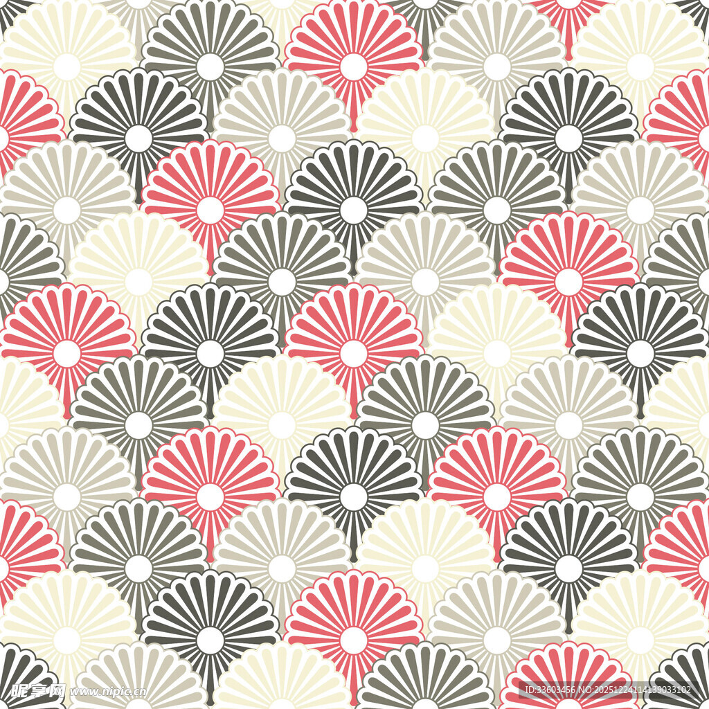 扇形图案几何风格无缝花纹