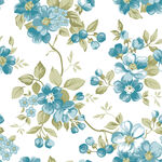 蓝花绿叶无缝花卉图案