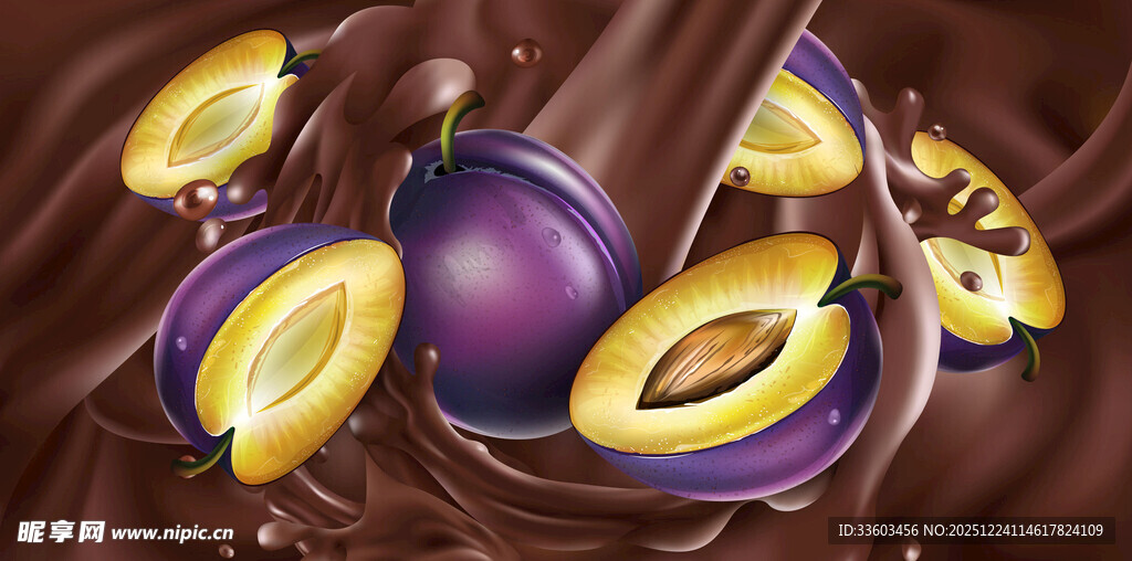 巧克力淋覆的美味李子