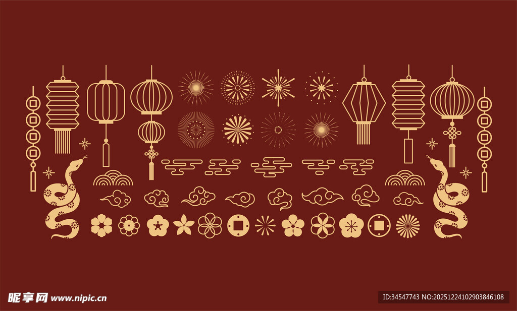 中式节日装饰元素集合