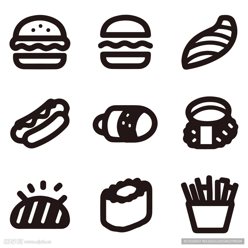 多样美食图标集合