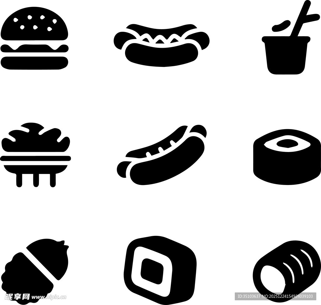 多样美食图标集合