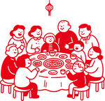 一家人围坐吃团圆饭