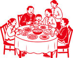 一家人围坐享丰盛晚餐