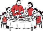 一家人围坐吃团圆饭