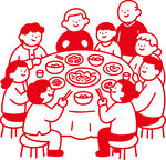 一家人围坐吃团圆饭