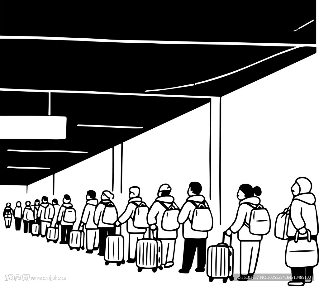 高铁大厅旅客排队场景