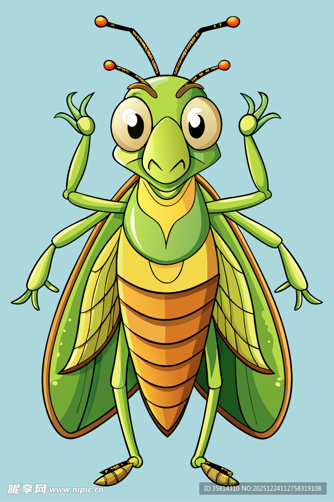 可爱卡通绿色昆虫形象