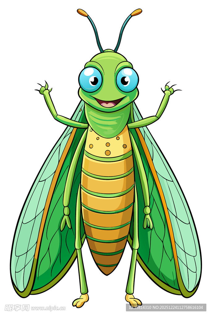 可爱卡通绿色昆虫形象