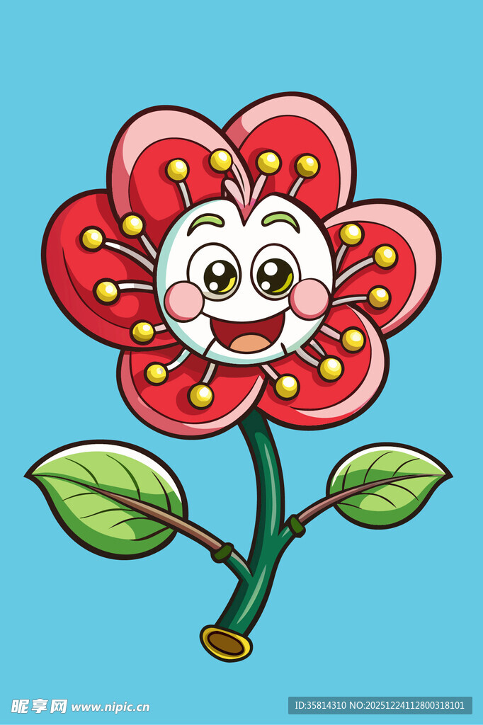 笑脸红花卡通插画