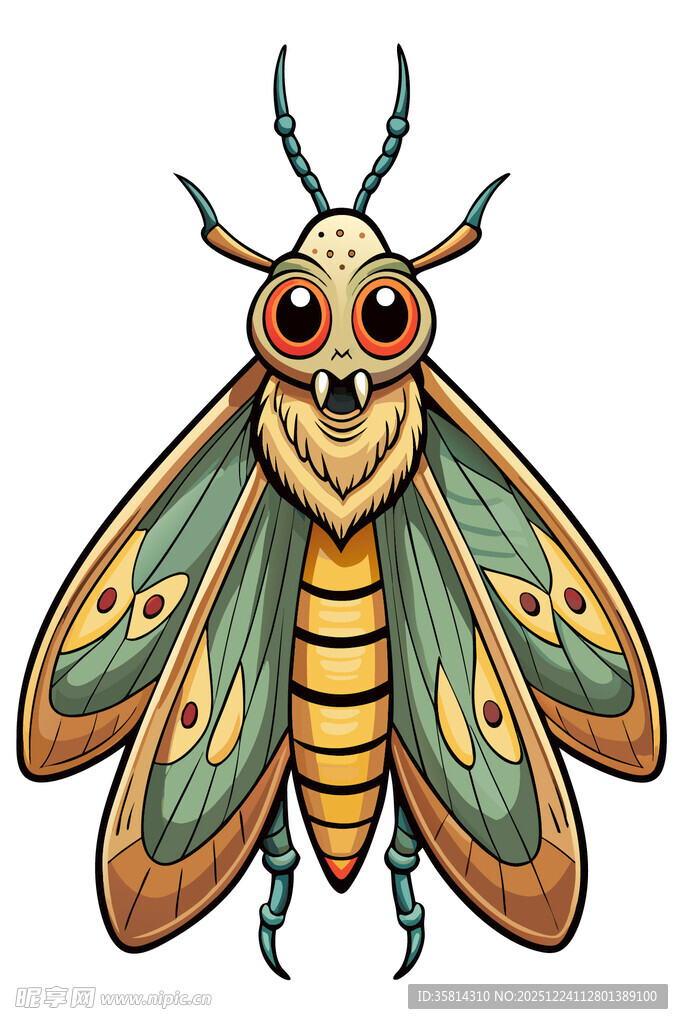 彩色花纹飞蛾插画