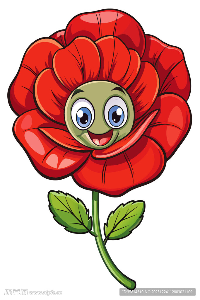 可爱笑脸红花朵