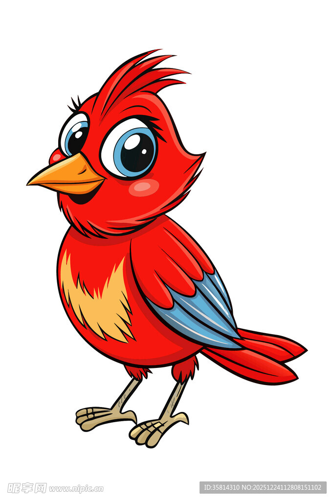 可爱红鸟卡通形象