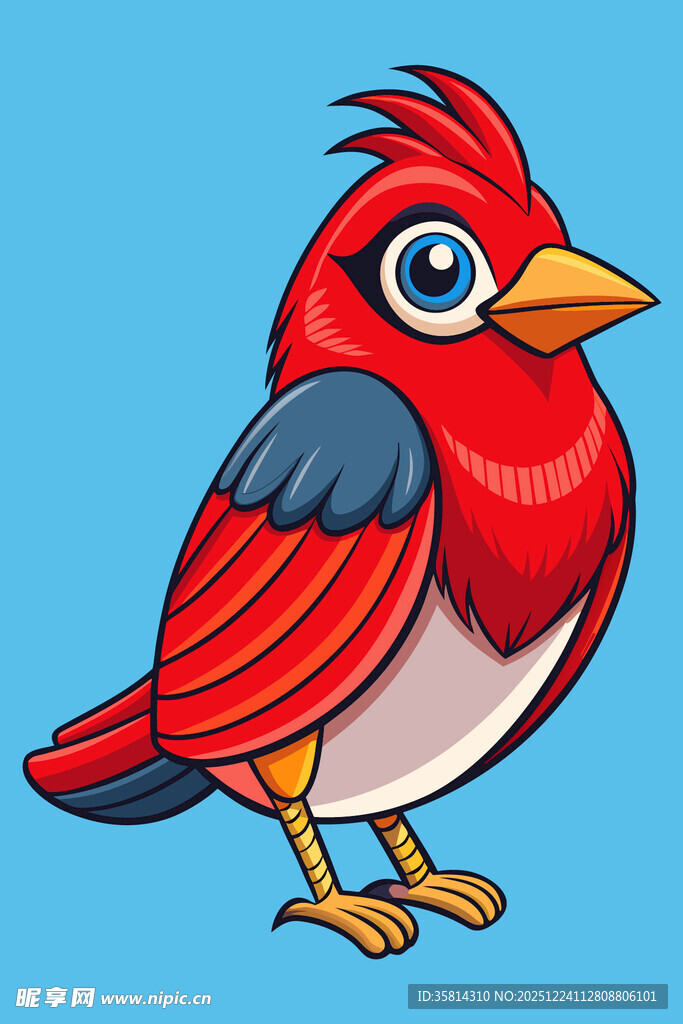 卡通红鸟形象展示