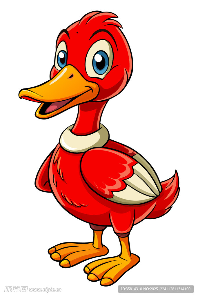 红色卡通鸭子形象