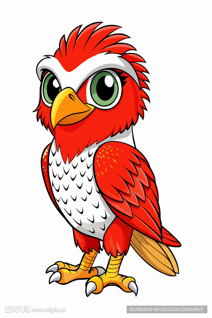 可爱红羽小鸟卡通形象