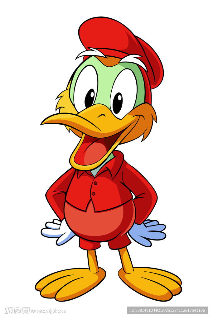 红色装扮的卡通鸭子