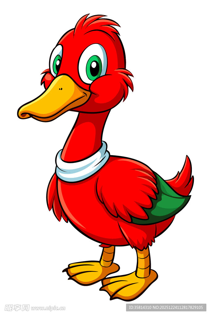 红色卡通鸭子形象