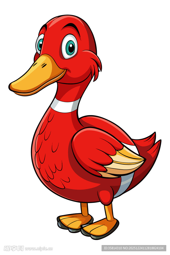 红色卡通鸭子形象