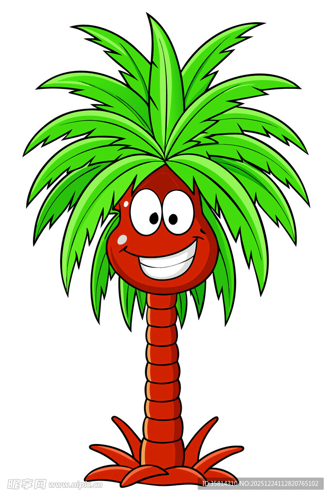 卡通笑脸棕榈树形象