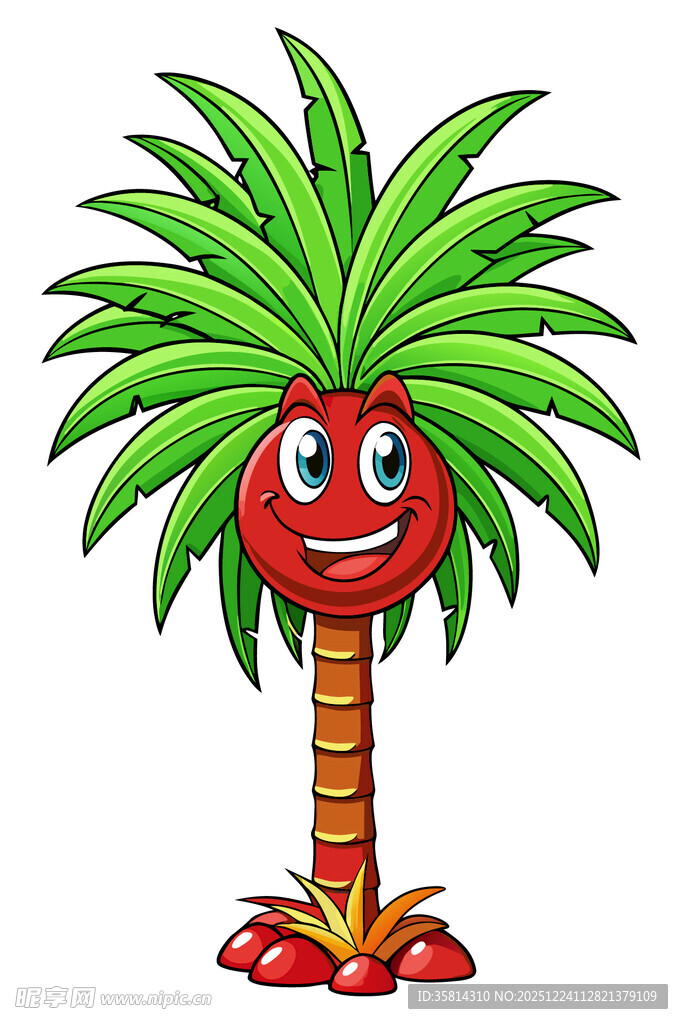笑脸棕榈树卡通形象