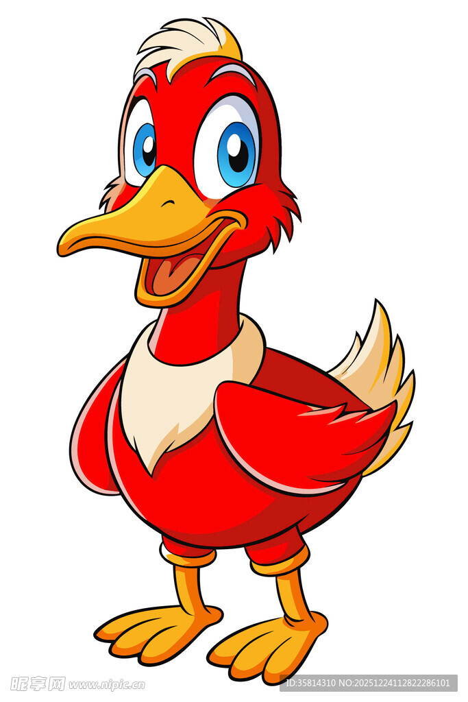 红色卡通小鸭形象